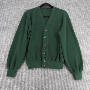 Vintage 60s Mohair Orlon Cardigan Kurt Cobain Grunge Sweater Green Medium USA
